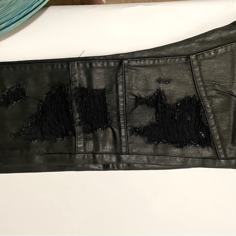 Men's Crysp Denim Black WAX DENIM DISTRESSED JEANS 34W x 33L - Picture 8 of 14